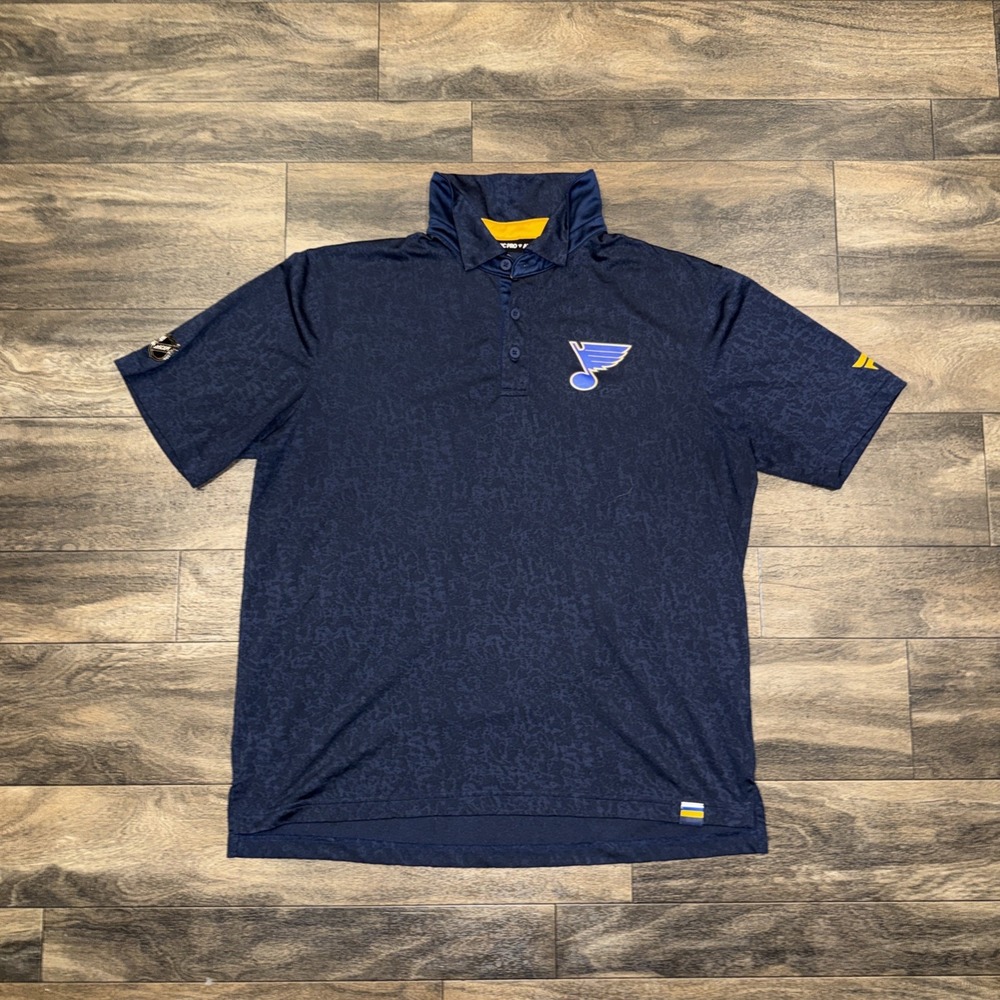 St. Louis Blues Fanatics Short-Sleeve Polo Shirt Authentic Pro NHL Men's Large